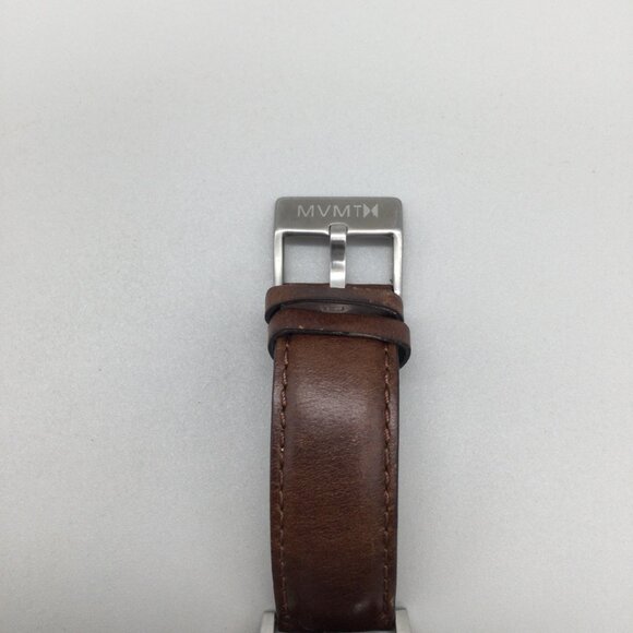MVMT Watch Men 40mm Silver Tone Brown Leather Band New Battery - Picture 9 of 16